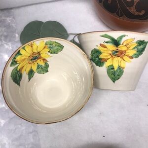 4 Sunflower POTTERY Bowls made in Italy set of 4